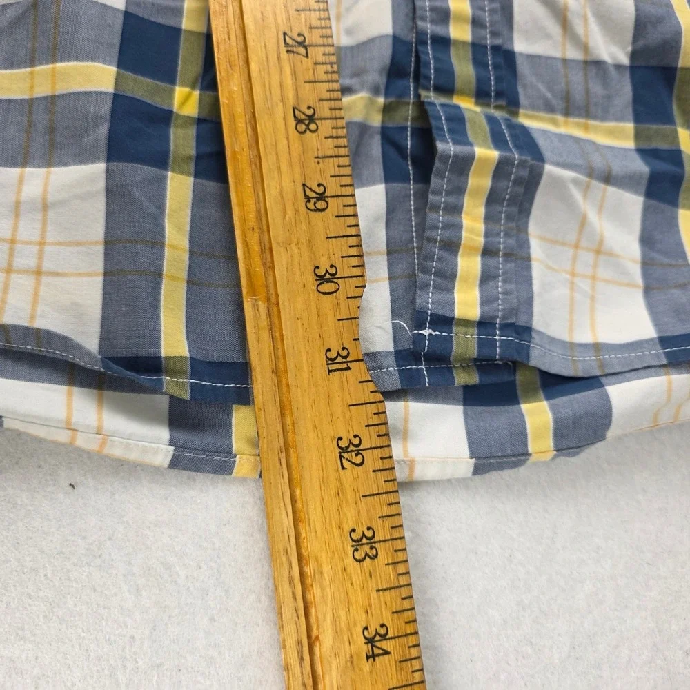 Banana Republic Camden Fit Shirt Mens XL Tall Blue Yellow Plaid Button Down 078